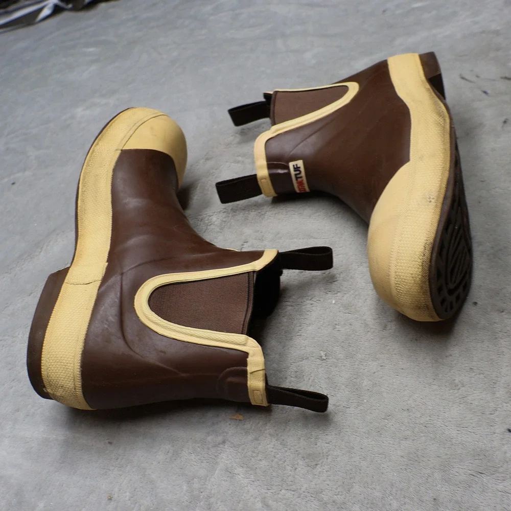 XTRATUF Mens 10 Rain Boots Brown Legacy Ankle Deck Waterproof Fishing Outdoor